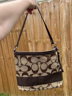 Coach Brown Signature Canvas Shoulder Bag
